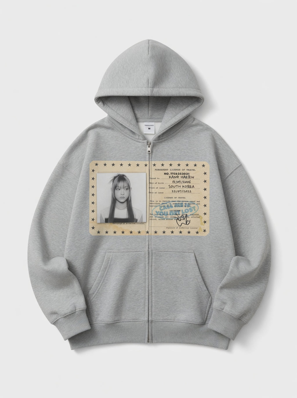 Vintage Washed Zip-Up Fleece Hoodie — Heather Grey Oversize