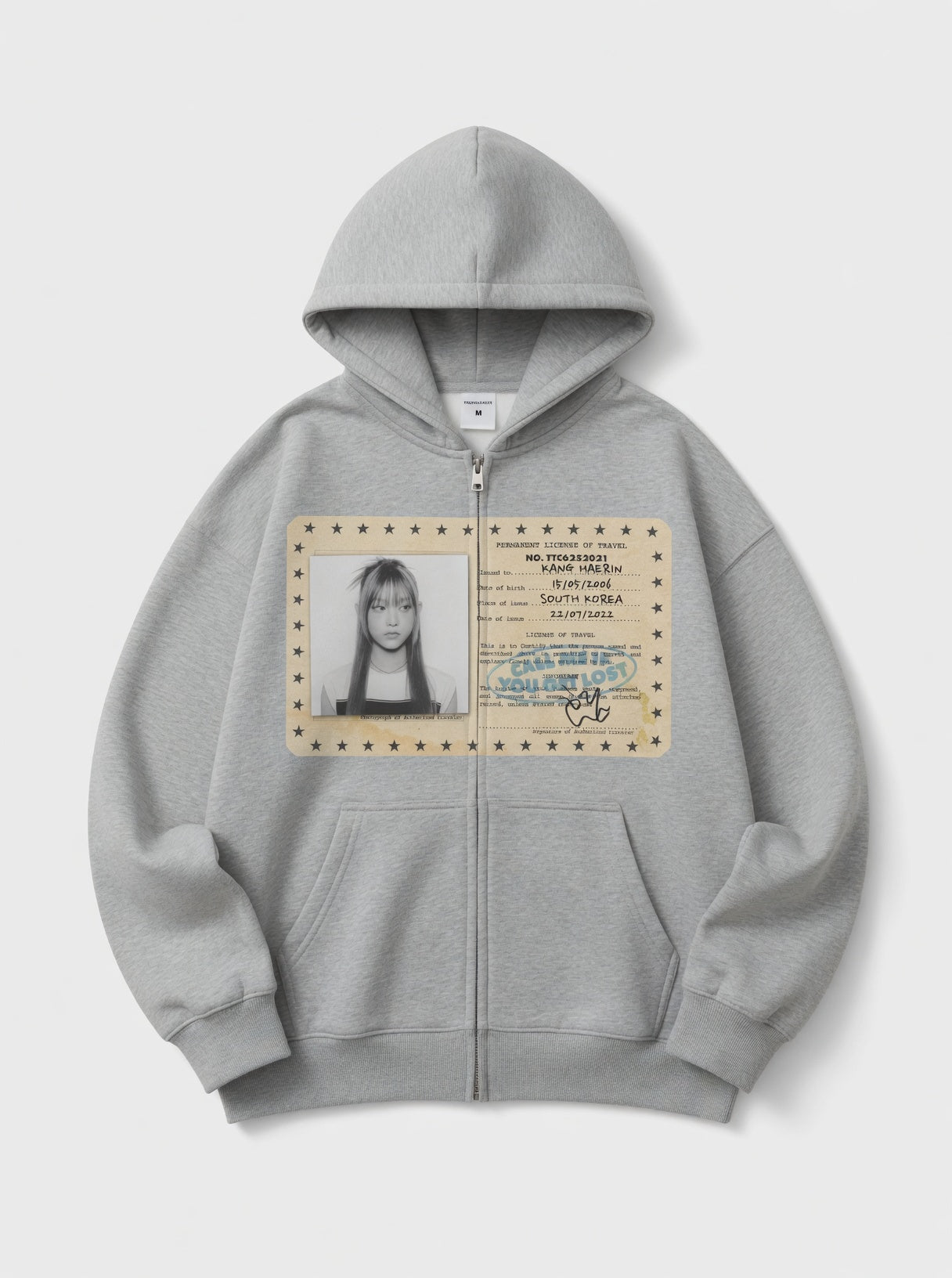 Vintage Washed Zip-Up Fleece Hoodie — Heather Grey Oversize