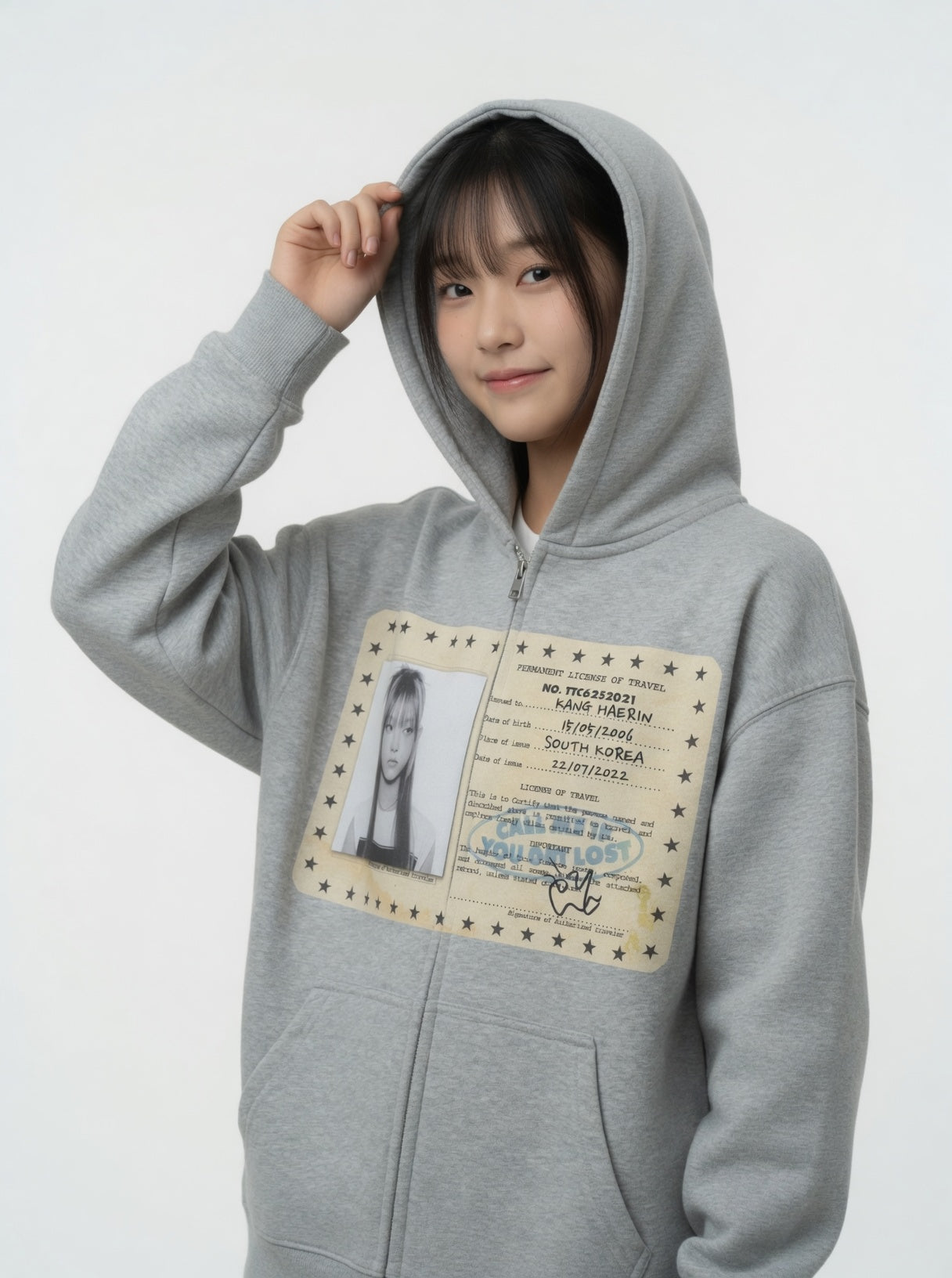Vintage Washed Zip-Up Fleece Hoodie — Heather Grey Oversize